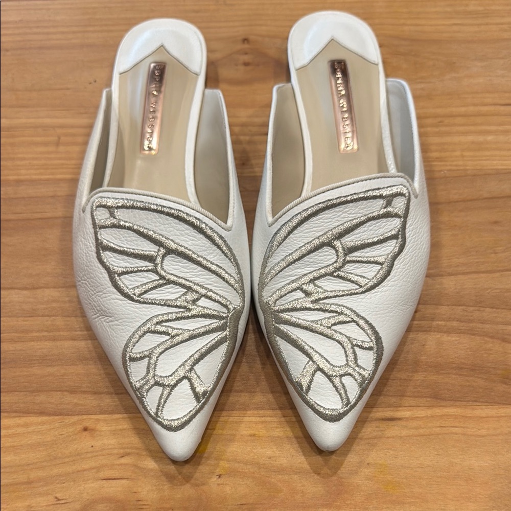 Sophia Webster White Butterfly Wing Mules